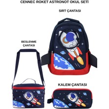 Ümit Çanta Cennec Roket Astronot 3’lü Set – Sırt Çantası, Beslenme Çantası ve Kalem Kutusu