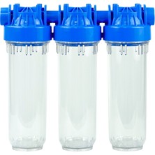 Daire Sayaç Girişi Su Arıtma Cihazı Üçlü Filtre Kabı 3/4