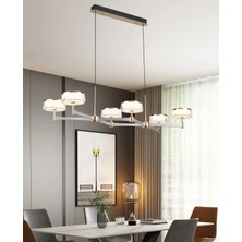 Apliqa Grayson Platin-Gold Detaylı 6'lı Sıralı Kristal Başlıklı Salon LED Avize