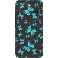 Nurdic Honor Magic 8 Lite Kılıf 0.4mm Lazer Kesim Silikon Kapak Mavi Kelebek