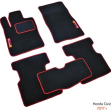 NYF Honda Civic 2017-2020 Siyah Halı Paspas (Biye Kırmızı)