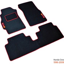 NYF Honda Civic 1996-2000 Siyah Halı Paspas (Biye Kırmızı)