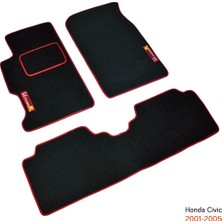 NYF Honda Civic 2001-2005 Siyah Halı Paspas (Biye Kırmızı)