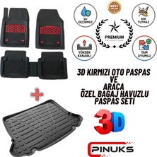 PINUKS   Volkswagen Jetta 2005   Model Uyumlu Siyah- Kırmızı Renk +Araca Özel Bagaj Havuzu Oto Paspas Seti