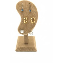 Megass Dekor Süet Kumaş Sütlü Kahve Renk 15/5cm Ayaklı Küpe Sergileme Dekoru