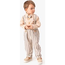 Butik Erkek Çocuk - Bebek Salopet Cizgili 3'lü Takım Pamuklu
