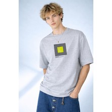 Caddekombin Erkek Worldwide City Yazılı Dünya Şehirleri Baskılı Gri T-Shirt