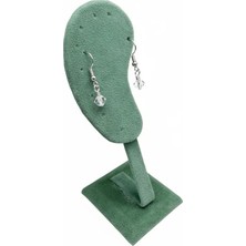 Megass Dekor Süet Kumaş Yeşil Renk 15/5 cm Ayaklı Küpe Sergileme Dekoru