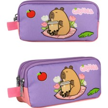 Ümit Çanta Capybara Ilkokul Kalem Kutusu – Mor & Pembe 20 × 10 × 6
