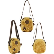 Ümit Çanta Capybara Kahverengi Çapraz Askılı Peluş Çanta 17X20X5