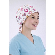 Dr. Mitra Cerrahi Bone Medikal Doktor Hemşire Hastane Bonesi Unisex -Beyaz Diş Desen