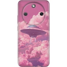 Honor Magic 8 Lite Kılıf Desenli Baskılı Tpu Rubber Kapak Pembe Ufo