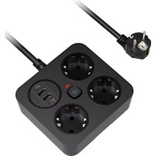 Lowell Home Aşırı Yük Koruyucu Avrupa Soket Kartı Tip-C USB 2 M Uzatma Kablosu  Emniyet Anahtarı ile Rsyt-