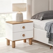 Guneystore Rosa Komple Mdf Atlantik Çam - Beyaz Komodin