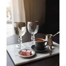 Kachkırhome Kahve Yanı Bardağı Kadeh Platin Detaylı 2li Set