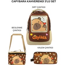 Ümit Çanta Capybara Üçlü Ilkokul Okul Çanta Seti – Kahverengi