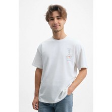 Caddekombin Erkek The Process (Süreç) 100 Yüz Pamuk Beyaz T-Shirt