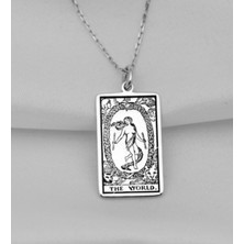 PremiumPort 925 Ayar Gümüş Tarot Dünya Kolye, Şık ve Anlamlı Takı Tasarımı