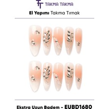 Takma Takma EUBD1680 Extra Uzun Badem 10'lu Tekrar Kullanılabilir El Yapımı Protez Takma Tırnak - Ten Rengi-S