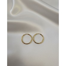 Suzi Shine Gold Ince Halka Çelik Küpe