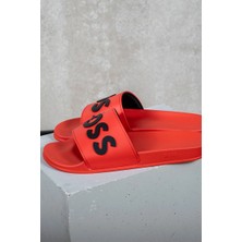 Boss Erkek Yumuşak Tabanlı Marka Logolu Rahat Kırmızı Terlik 50498241-655