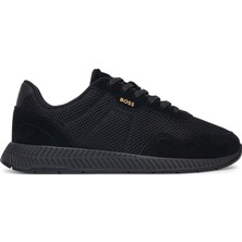 Boss Erkek Süet ve File Karışımlı Nefes Alabilir Üst Yüzey Rahat Taban Siyah Sneaker 50541882-005