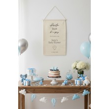 Kidyoo Art Kişiye Özel Baby Shower Amerikan Bez Duvar Flaması | 50X70 cm