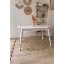 Silla Concept Pera Beyaz Ahşap Oval Açılır Masa (Boy 80 Cm/En 130 Cm)