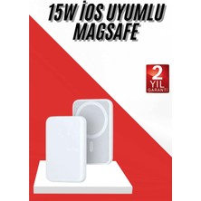 Poyraz Market Ios Uyumlu Magsafe Kablosuz 15W Şarj Powerbank Magesafe