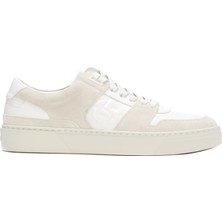 Boss Erkek Marka Logolu Bağcıklı Kaydırmaz Tabanlı Günlük Krem-Beyaz Sneaker 50517057-110