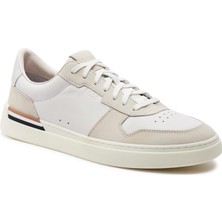 Boss Erkek Marka Logolu Bağcıklı Kaydırmaz Tabanlı Günlük Beyaz-Bej Sneaker 50517303-120