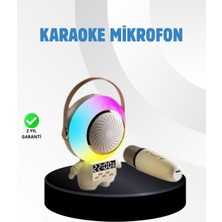Poyraz Market Renkli Işıklı Astronot Mini Bluetooth Speaker ve Karaoke Mikrofon