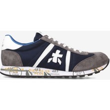 Premiata Erkek Kumaş ve Süet Detaylı Logo Desenli Rahat Taban Lacivert Sneaker Lucy 7089-LACİVERT