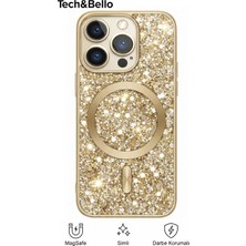 Tech&bello accessories Iphone 16 Pro Max Uyumlu Kamera Çıkıntılı Darbeye Dayanıklı Simli Kılıf