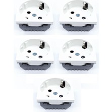 Mutlusan 45X45 Çocuk Korumalı Topraklı Priz Çekirdeği 45 Derece Beyaz 5 Adet