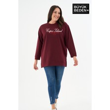 Superlife Kadın Tunik Büyük Beden Capri Island Baskılı Ince Sweatshırt SPR26BTK990-1