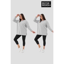 Superlife Kadın  Büyük Beden 2'li Set Ince Sweatshırt Tunik SPR26BTK990+2