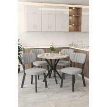 Mygusi Gnr 90CM Sabit Efes Mutfak Masası Takımı, Yemek Masası, 4 Modern Gri Sandalye