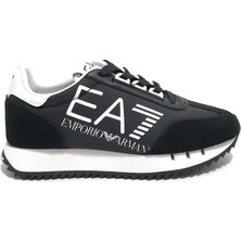 EA7 Unısex Kalın Rahat Taban Logo Desenli Süet Detaylı Siyah-Beyaz Sneaker 7X000541 AF18609-MZ175