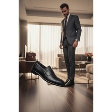 Enoch Erkek Hakiki Deri Siyah Klasik Ayakkabı Parlak Rugan Maskülen Tasarımlı Mokasen