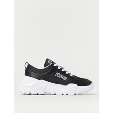 Versace Erkek Kalın Taban Deri Şeritli Bağmalı Rahat Taban Siyah Sneaker 78YA3SC1ZSC52-899