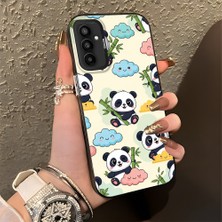 HONTINGA Samsung Galaxy M23 ile Uyumlu Kılıfı Silikon Kenar Sert Arka Düşüme Önleyici Basitlik Anti Düşme Kamera Korumali Panda Desen Telefon Kılıfı Kadın ve Erkek Için Uygundur K1-0626