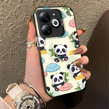 HONTINGA Infinix Smart 8 ile Uyumlu Kılıfı Silikon Kenar Sert Arka Düşüme Önleyici Basitlik Anti Düşme Kamera Korumali Panda Desen Telefon Kılıfı Kadın ve Erkek Için Uygundur K1-0626