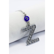 Biuti Kristal Taşlı Z Harfi Metalik Renk Araba Dikiz Ayna Süsü, Hediyelik Nazar Boncuklu Araba Süsü