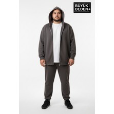 Superlife Erkek Büyük Beden Fermuarlı Kapüşonlu Ince Sweatshirt Hırka - Rahat Kalıp SPR26BHR960