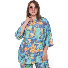 Lady Majestic Viskon Kumaş Büyük Beden Desenli Ikili Takım