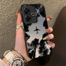 HONTINGA Xiaomi Redmi 13 4g ile Uyumlu Kılıfı Silikon Kenar Sert Arka Düşüme Önleyici Basitlik Anti Düşme Kamera Korumali Uçak Desen Telefon Kılıfı Kadın ve Erkek Için Uygundur K1-0628