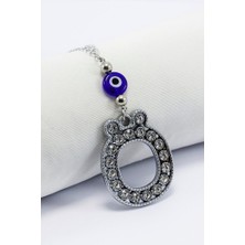 Biuti Kristal Taşlı Ö Harfi Metalik Renk Araba Dikiz Ayna Süsü, Hediyelik Nazar Boncuklu Araba Süsü