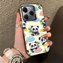 HONTINGA Tecno Spark 20 Pro ile Uyumlu Kılıfı Silikon Kenar Sert Arka Düşüme Önleyici Basitlik Anti Düşme Kamera Korumali Panda Desen Telefon Kılıfı Kadın ve Erkek Için Uygundur K1-0626