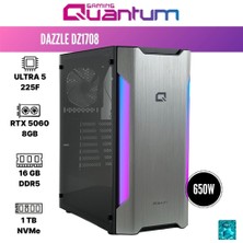 Quantum Gaming Dazzle DZ1708 Ultra 5 225F 16GB Ddr5 1tb Nvme SSD Rtx 5060 8gb Masaüstü Oyun Bilgisayarı